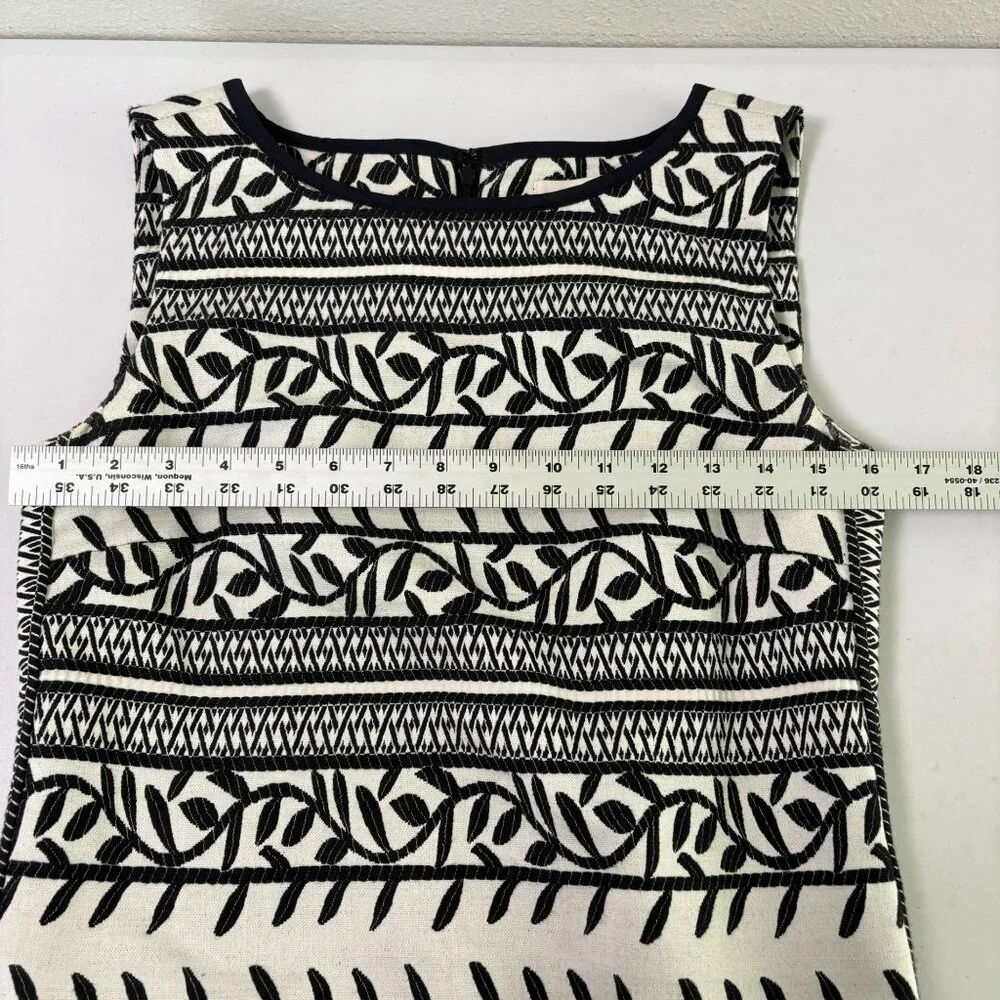 Tory Burch Laurie Embroidered Convertible Sheath‎ Dress Size 6 Black White Vines